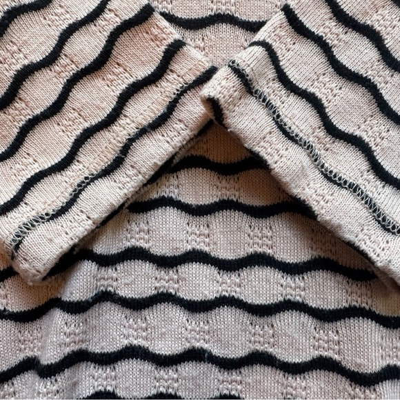 Free People Scalloped Wavy Knit Peplum Top - Blush & Black - Size Small - Picture 13 of 14